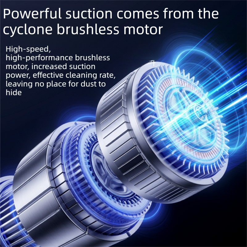 Black and Grey Cordless Handheld Vacuum Cleaner 17000Pa High Suction Portable Rechargeable 5 in 1 Car Home V888-ELOSUNG53390