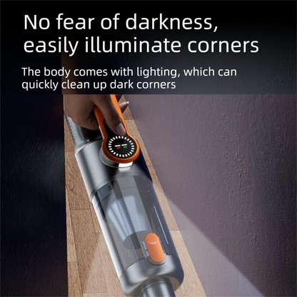 Silver and Orange Cordless Handheld Vacuum Cleaner 17000Pa High Suction Portable Rechargeable 5 in 1 Car Home V888-ELOSUNG53391