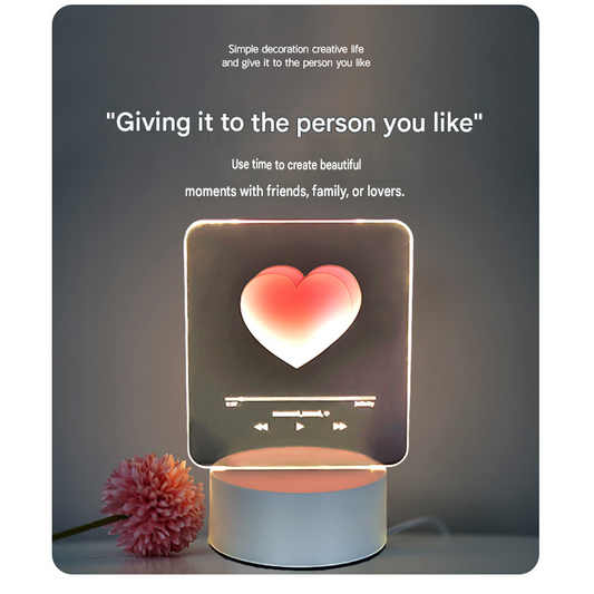 Pink Heart Design Creative Acrylic LED Night Light - Warm White Ambient Table Lamp, Decorative Desktop Mood V888-ELOSUNG53395