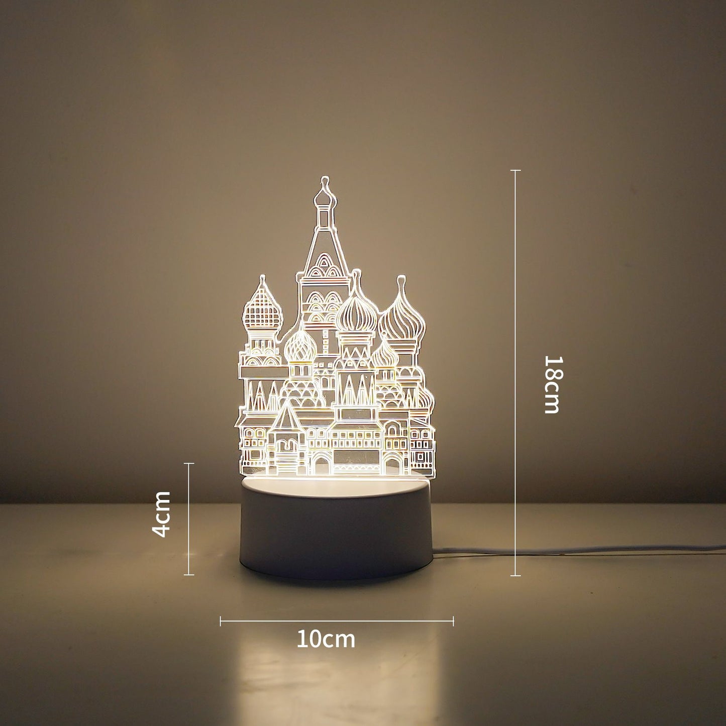 Castle Style Creative Acrylic LED Night Light - Warm White Ambient Table Lamp, Decorative Desktop Mood Light, V888-ELOSUNG53397