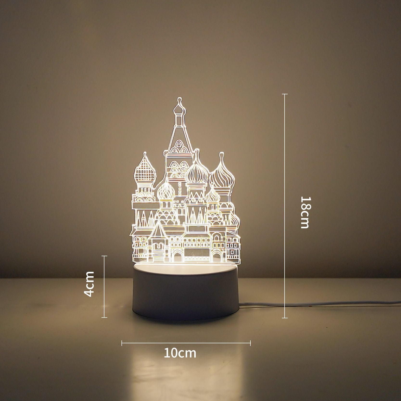 Castle Style Creative Acrylic LED Night Light - Warm White Ambient Table Lamp, Decorative Desktop Mood Light, V888-ELOSUNG53397