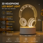 Headphone version Creative Acrylic LED Night Light - Warm White Ambient Table Lamp, Decorative Desktop Mood V888-ELOSUNG53398
