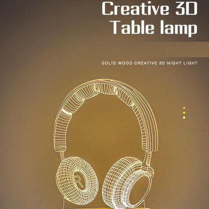 Headphone version Creative Acrylic LED Night Light - Warm White Ambient Table Lamp, Decorative Desktop Mood V888-ELOSUNG53398