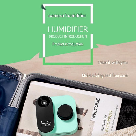 Green Mini Camera Humidifier, USB Rechargeable Portable Water Bottle Humidifier with LED Night Light, V888-ELOSUNG53408