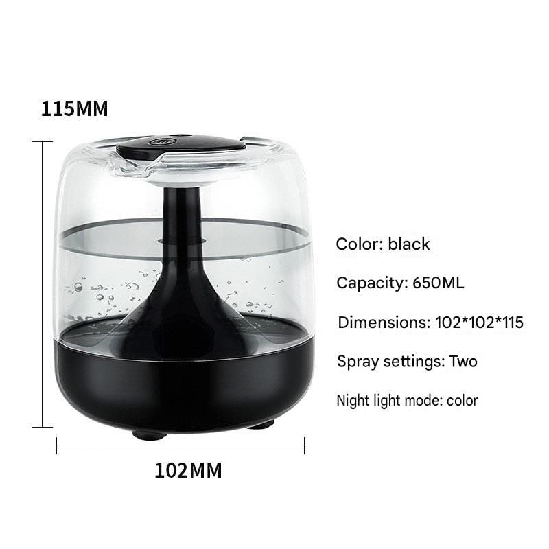 Black 650ML USB Mini Humidifier with Aromatherapy Function, Cool Mist Air Humidifier for Bedroom, Home V888-ELOSUNG53433