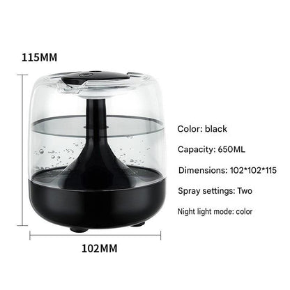 Black 650ML USB Mini Humidifier with Aromatherapy Function, Cool Mist Air Humidifier for Bedroom, Home V888-ELOSUNG53433