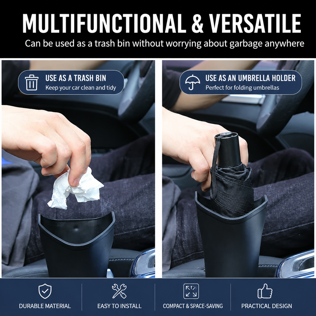 2 pcs Car interior essentials set-Blue Car Air Vent Aroma Diffuser &Black Hanging Storage Bin- hanging V888-ELOSUNG53450