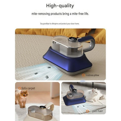 White Cordless UV-C Mite Remover Vacuum - 400ml Dust Cup, High-Frequency Tapping, Ergonomic Handle, Deep Cleaning for Bedding carpet Sofa Pet Hair