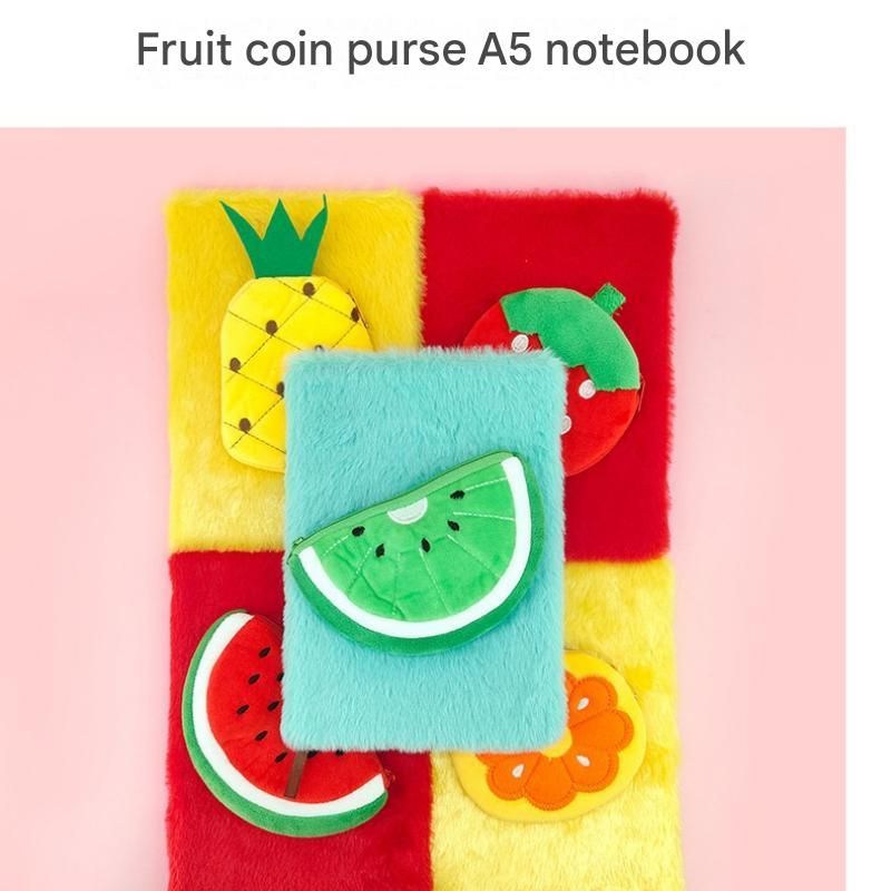 Fruit-Shaped Office Supplies Set-3 packs Orange Shaped Sticky Notes  and A5 Plush Notebook with Orange Shaped Detachable Coin Purse - Cute Memo Pads for Journaling Office School Gift Ready
