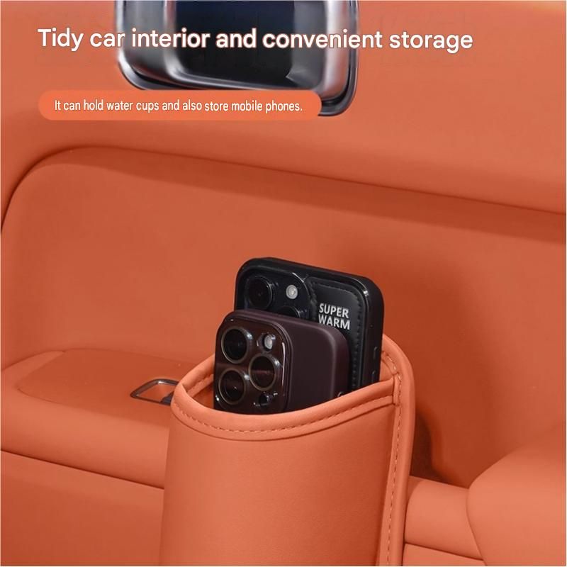 Red Universal Car Door Cup Holder - PU Leather Hanging Storage Organizer for Seat Back and Console side and Door storage compartment - Multi-Purpose Beverage Pocket with Secure Clip Design for Travel and Commute