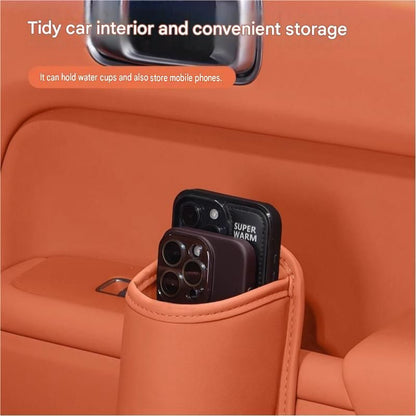 Black Universal Car Door Cup Holder - PU Leather Hanging Storage Organizer for Seat Back and Console side and Door storage compartment - Multi-Purpose Beverage Pocket with Secure Clip Design for Travel and Commute