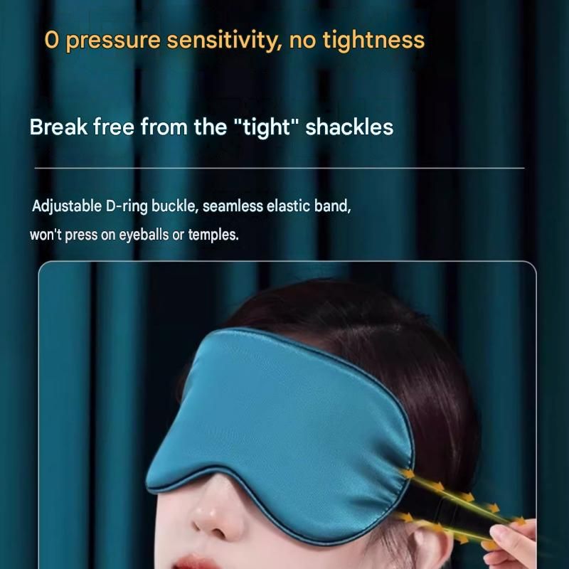 Blue Spandex Sleep Eye Mask - 360 Degree Blackout, Zero Pressure Fit, Adjustable Strap, Includes Storage Bag and Earplugs for Travel and Napping
