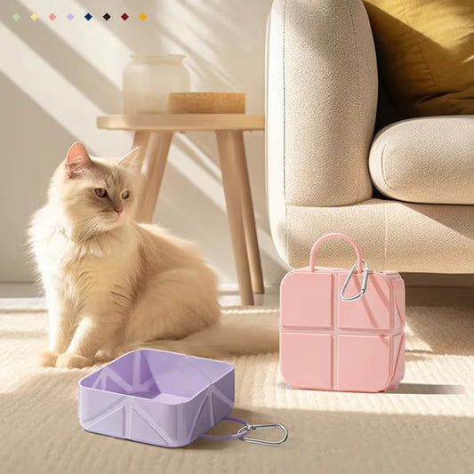 2-Pack Blue Portable Silicone Pet Travel Bowl - Foldable Outdoor Water & Food Dish for Dogs & Cats - V888-ELOSUNG54012