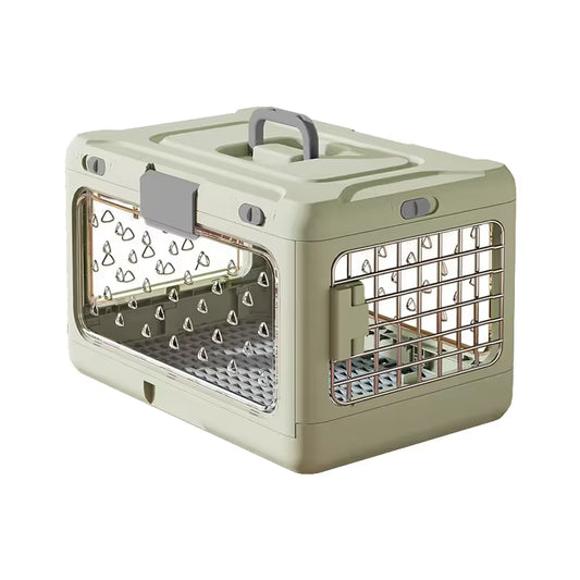 Green Collapsible Pet Carrier Crate - Foldable Travel Airline Dog & Cat Kennel with Transparent Windows V888-ELOSUNG54021