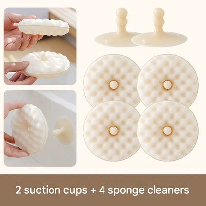 2 Suction Cups + 4 Honeycomb Kitchen Sponges Set - Dishwashing Cleaning Scrubbers V888-ELOSUNG54022