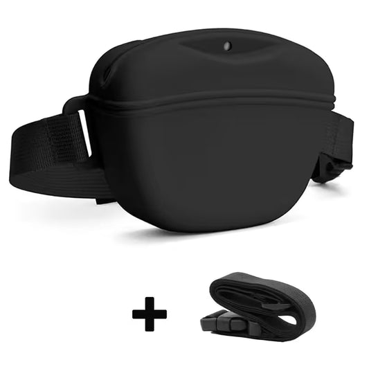 Black Silicone Dog Training Treat Pouch with Adjustable Waist Belt Hands-Free Pet Reward Bag for Outdoor Walks V888-ELOSUNG54023