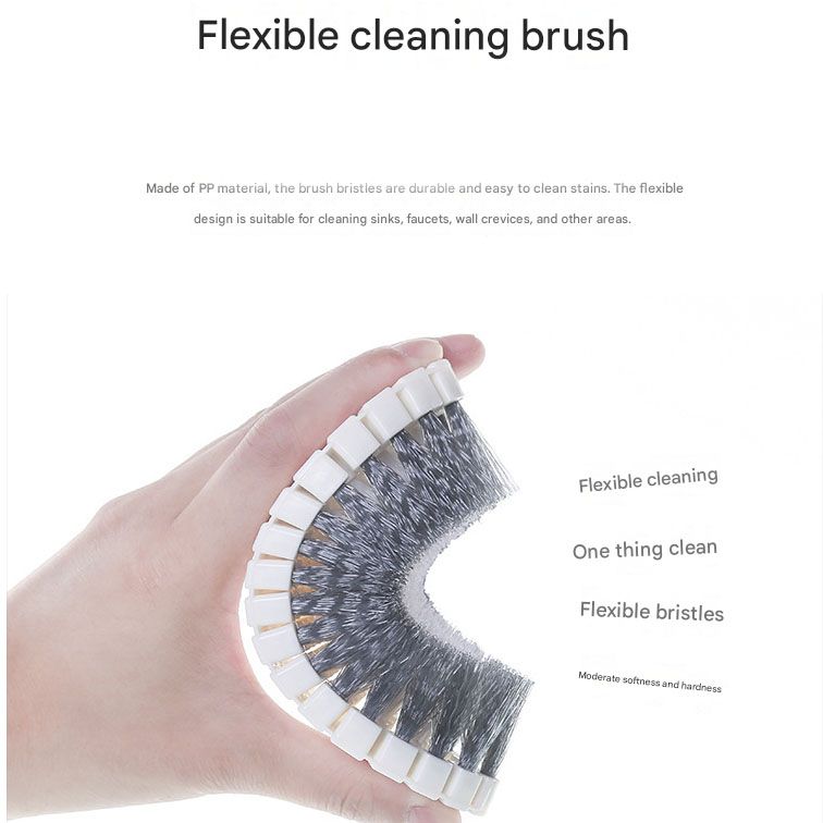 3 Pack Flexible Bendable Cleaning Brushes Multi-Purpose Kitchen Bathroom Scrubber Set for Faucets Tiles V888-ELOSUNG54028