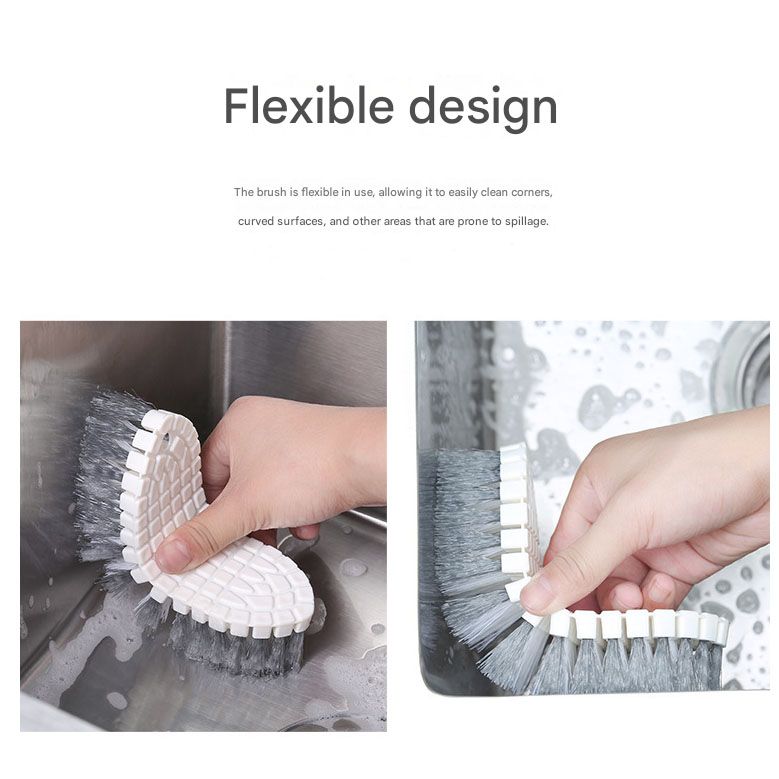 3 Pack Flexible Bendable Cleaning Brushes Multi-Purpose Kitchen Bathroom Scrubber Set for Faucets Tiles V888-ELOSUNG54028