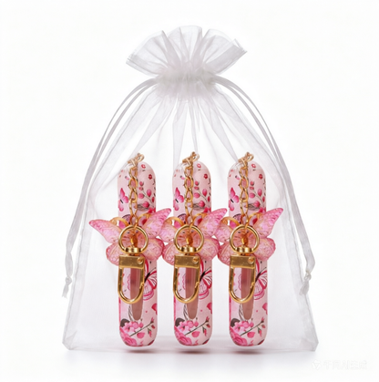 3 Pack Light Pink 5ml Portable Perfume Atomizer Keychain Butterfly Charm Floral Refillable Travel Spray V888-ELOSUNG54030