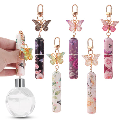 3 Pack Light Pink 5ml Portable Perfume Atomizer Keychain Butterfly Charm Floral Refillable Travel Spray V888-ELOSUNG54030
