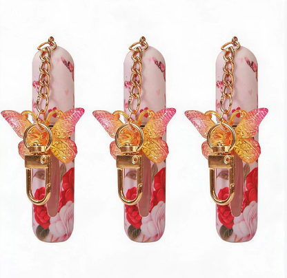 3 Pack Red 5ml Portable Perfume Atomizer Keychain Butterfly Charm Floral Refillable Travel Spray Bottle Set - V888-ELOSUNG54031