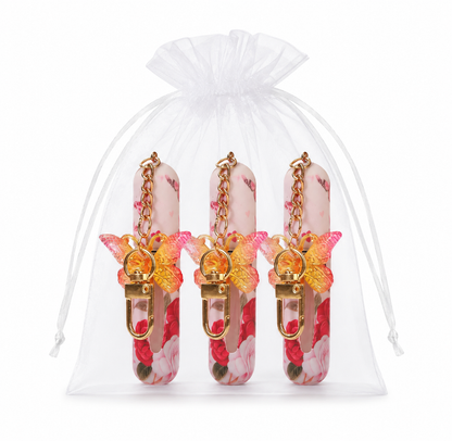 3 Pack Red 5ml Portable Perfume Atomizer Keychain Butterfly Charm Floral Refillable Travel Spray Bottle Set - V888-ELOSUNG54031