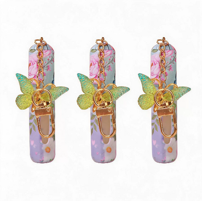 3 Pack Blue 5ml Portable Perfume Atomizer Keychain Butterfly Charm Floral Refillable Travel Spray Bottle Set V888-ELOSUNG54032
