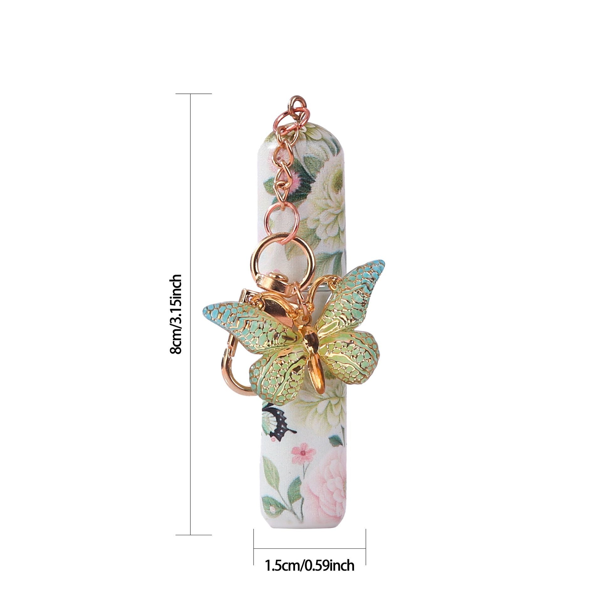 3 Pack Blue 5ml Portable Perfume Atomizer Keychain Butterfly Charm Floral Refillable Travel Spray Bottle Set V888-ELOSUNG54032