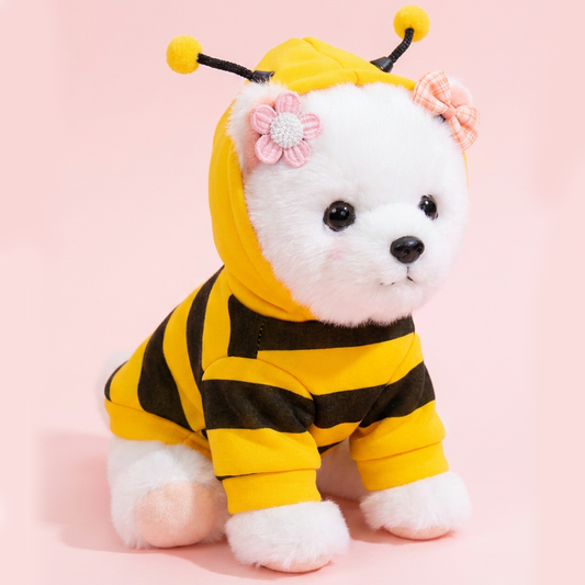 Size L Bee Fleece Hoodie Jumper for Small Dogs & Cats with 5 Hair Clips - Winter Warm Pet Apparel Australia V888-ELOSUNG54036