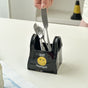Black Ceramic Mini Tote Bag Pen Holder - Creative Desktop Storage Organizer for Makeup Brushes, Remote V888-ELOSUNG54049