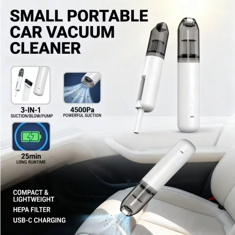 White Mini Wireless Handheld Vacuum Cleaner--Wireless Mini Dust Cleaner with Strong Suction, USB Type C V888-ELOSUNG54056