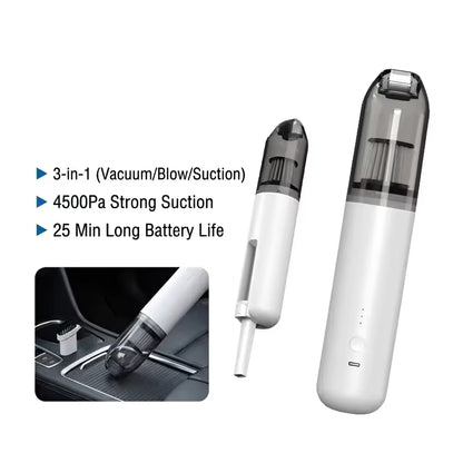 Black Mini Wireless Handheld Vacuum Cleaner——Wireless Mini Dust Cleaner with Strong Suction, USB Type C Charging and Multi Purpose Cleaning Attachments