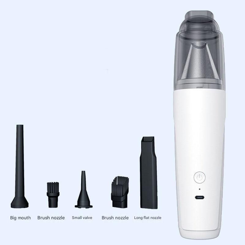 White Portable Handheld Vacuum Cleaner - Cordless USB Rechargeable Mini Dust Cleaner with Blow and Suction V888-ELOSUNG54058