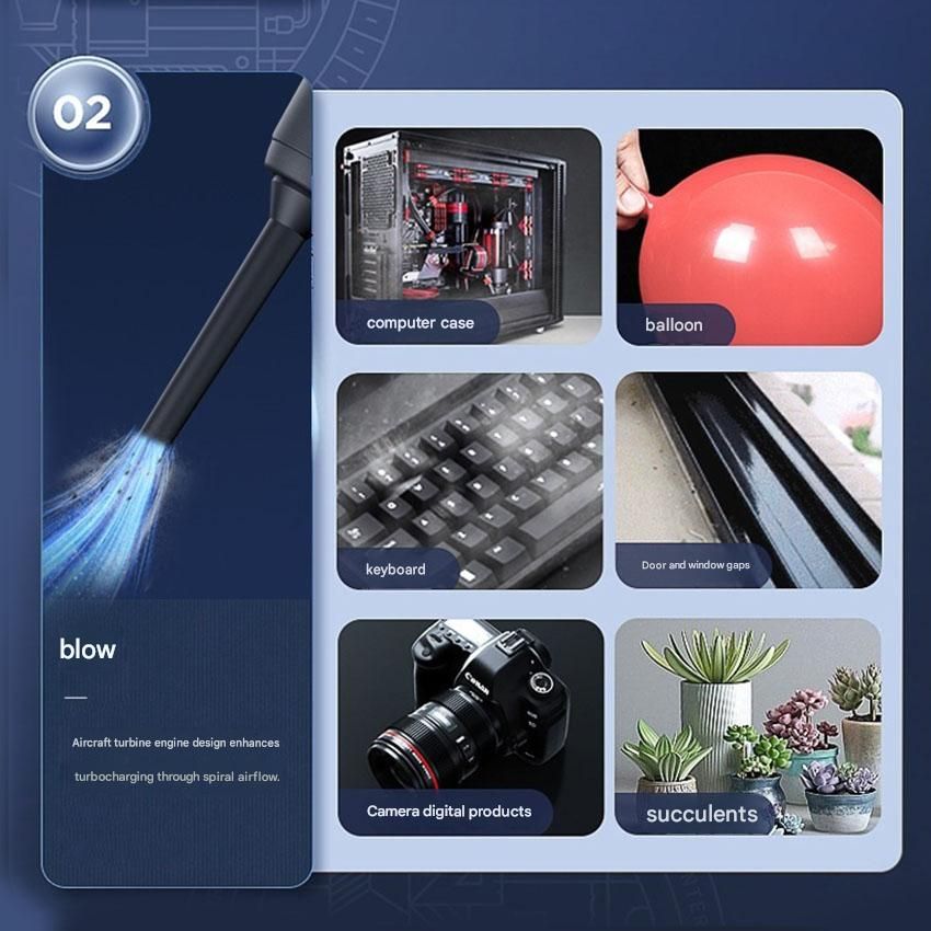 Black Portable Handheld Vacuum Cleaner - Cordless USB Rechargeable Mini Dust Cleaner with Blow and Suction V888-ELOSUNG54059