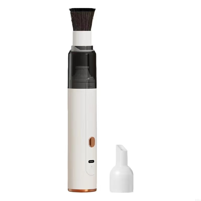 White Cordless Dust Buster Vacuum Cleaner- Cordless Mini Dust Cleaner with Soft Brush Attachment, USB V888-ELOSUNG54060