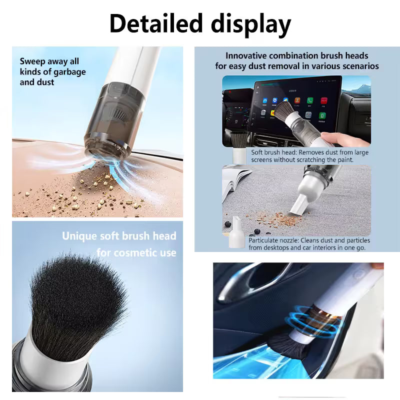 White Cordless Dust Buster Vacuum Cleaner- Cordless Mini Dust Cleaner with Soft Brush Attachment, USB V888-ELOSUNG54060