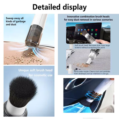 White Cordless Dust Buster Vacuum Cleaner- Cordless Mini Dust Cleaner with Soft Brush Attachment, USB V888-ELOSUNG54060