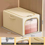 Khaki 31L Slim Foldable Clothes Storage Box Large Capacity Fabric Wardrobe Organiser with Clear Window V888-ELOSUNG54062