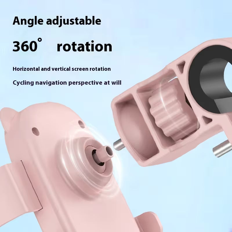 Cute Pink Cat-Themed Bicycle Phone Holder - Motorcycle & Bicycle Handlebar Mount, Anti-Shake 360 degrees V888-ELOSUNG54085