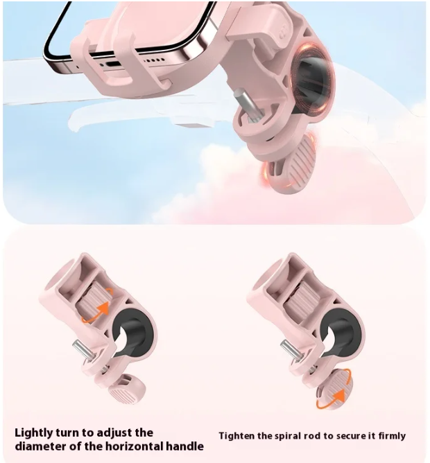 Cute Pink Cat-Themed Bicycle Phone Holder - Motorcycle & Bicycle Handlebar Mount, Anti-Shake 360 degrees V888-ELOSUNG54085