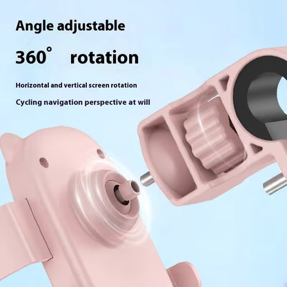 Cute Yellow Cat-Themed Bicycle Phone Holder - Motorcycle & Bicycle Handlebar Mount, Anti-Shake 360 degrees V888-ELOSUNG54086