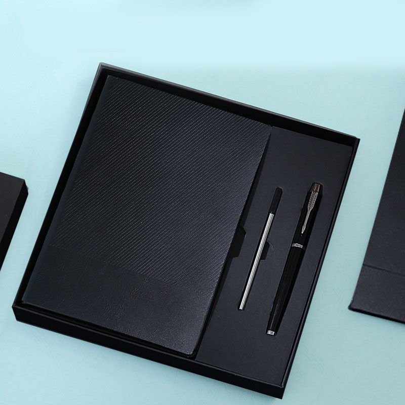 Black Luxury A5 Notebook and Pen Gift Set Business Journal Office Writing Diary Executive Stationery Present V888-ELOSUNG54093