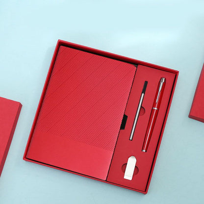 Red A5 Business Notebook Gift Set with 8GB USB Drive Executive Journal Pen Set Premium Office Meeting V888-ELOSUNG54094