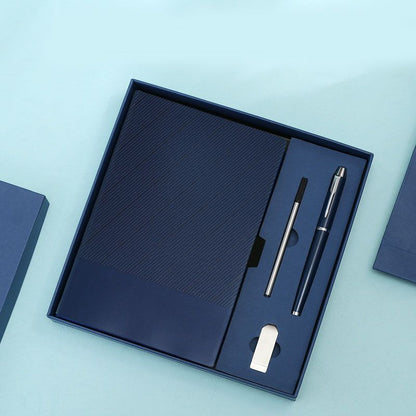 Dark Blue A5 Business Notebook Gift Set with 8GB USB Drive Executive Journal Pen Set Premium Office Meeting V888-ELOSUNG54096