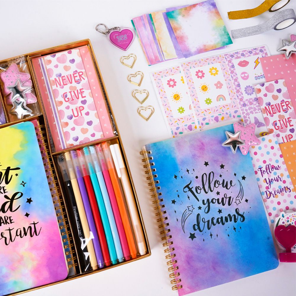 DIY Journal Set for Girls Scrapbook Kit Creative Diary Craft Gift Set with Stickers Pens Washi Tape Birthday V888-ELOSUNG54112