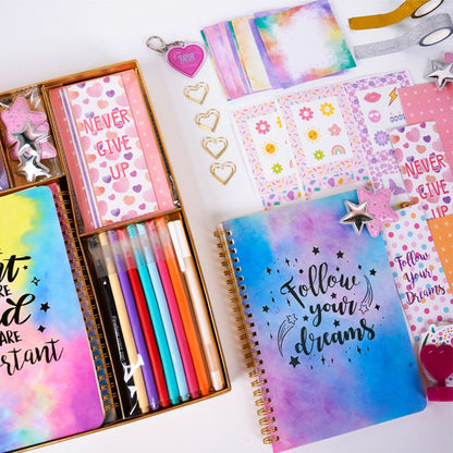 DIY Journal Set for Girls Scrapbook Kit Creative Diary Craft Gift Set with Stickers Pens Washi Tape Birthday V888-ELOSUNG54112
