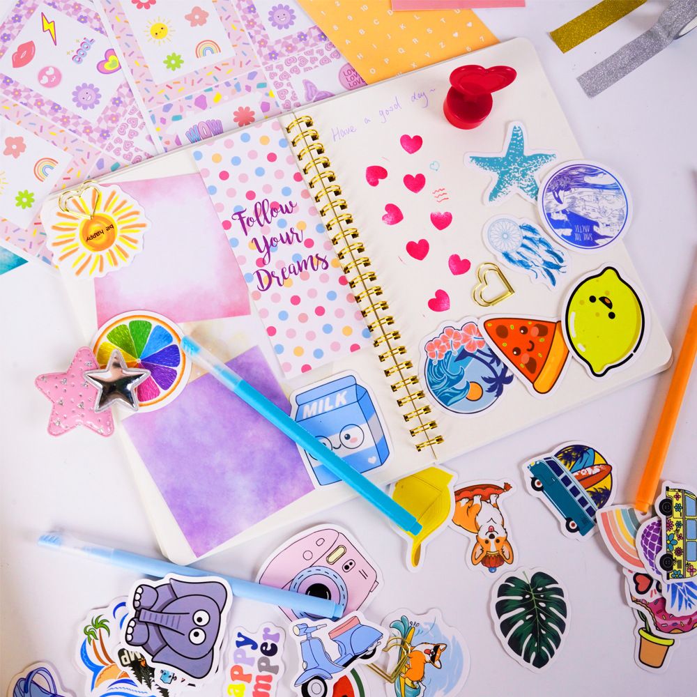 DIY Journal Set for Girls Scrapbook Kit Creative Diary Craft Gift Set with Stickers Pens Washi Tape Birthday V888-ELOSUNG54112