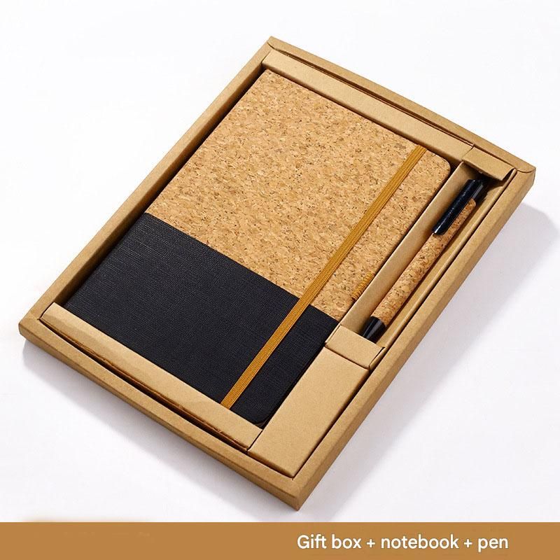 Black Eco-Friendly Cork A5 Notebook Gift Set with Matching Pen Business Journal Office Meeting Writing Gift V888-ELOSUNG54113
