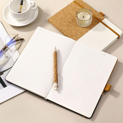Black Eco-Friendly Cork A5 Notebook Gift Set with Matching Pen Business Journal Office Meeting Writing Gift V888-ELOSUNG54113