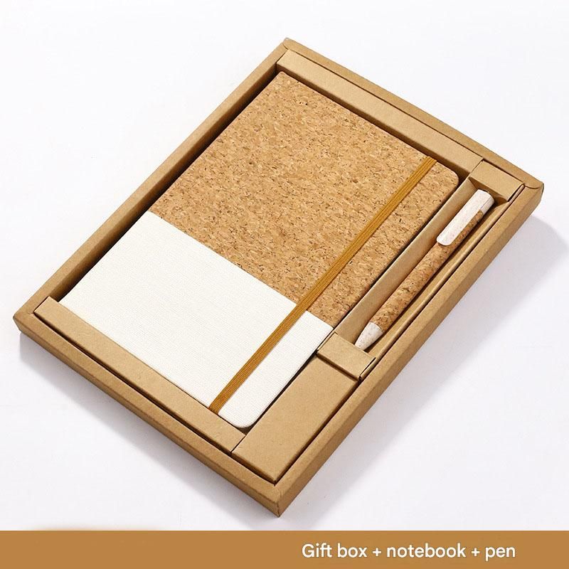 White Eco-Friendly Cork A5 Notebook Gift Set with Matching Pen Business Journal Office Meeting Writing Gift V888-ELOSUNG54114
